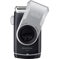 Braun MobileShave PocketGo M90 Bleu, Argent, Rasoir Noir/Argent, Bleu, Argent, Batterie, 60 h, 180 g, Boîte, 38 mm