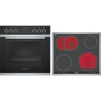 Siemens EQ211KB00 set d'appareils de cuisine Céramique Four électrique, Jeu de cuisinière Acier inoxydable, Céramique, 4 zone(s), Verre-céramique, Noir, Tactile, 58,3 cm