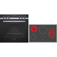 Siemens EQ523KA00 set d'appareils de cuisine Céramique Four électrique, Jeu de cuisinière Acier inoxydable, Céramique, 4 zone(s), Verre-céramique, Noir, Tactile, 79,5 cm