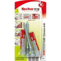 fischer DUOPOWER 12x60 S K, Cheville Gris clair/Rouge