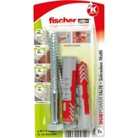 fischer DUOPOWER 14x70 S K, Cheville Gris clair/Rouge