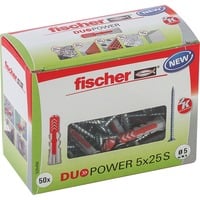 fischer DUOPOWER 5x25 S LD, Cheville Gris clair/Rouge