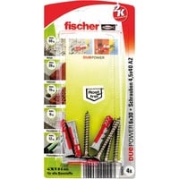 fischer DUOPOWER 6x30 S A2 K, Cheville Gris clair/Rouge