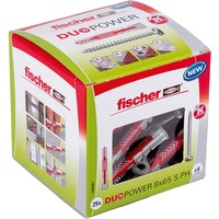 fischer DUOPOWER 8x65 S PH LD, Cheville Gris clair/Rouge