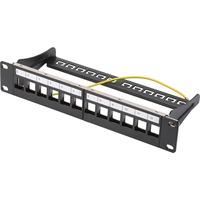 Digitus Panneau de brassage modulaire, 8 ports Noir, 8 ports, Noir, Montage de rack, 1U, 270 mm, 120 mm, 171,212 g