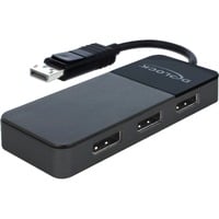 DeLOCK DisplayPort 1.4 in > 3x DisplayPort out, Répartiteurs de DisplayPort Noir, 0,12 mètres