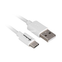 Sharkoon USB-A 2.0 - USB-C, Câble Blanc, 3 mètres