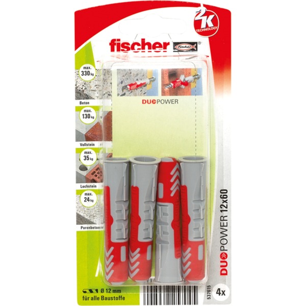 Cheville Fischer Duopower 12x60 mm 4 pièces, chevilles